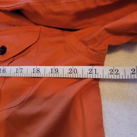 Lauren Ralph Lauren Shirt Women Small Orange Button Up Long Sleeve Pockets Logo - Picture 6 of 8